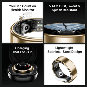 Smart Ring Active Plus | Smart Ring with Health Monitoring, Wireless Charging, Stainless Steel Build
