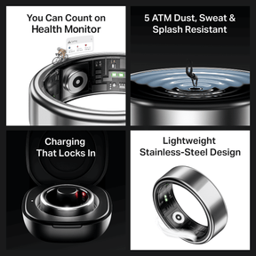 Smart Ring Active Plus | Smart Ring with Health Monitoring, Wireless Charging, Stainless Steel Build