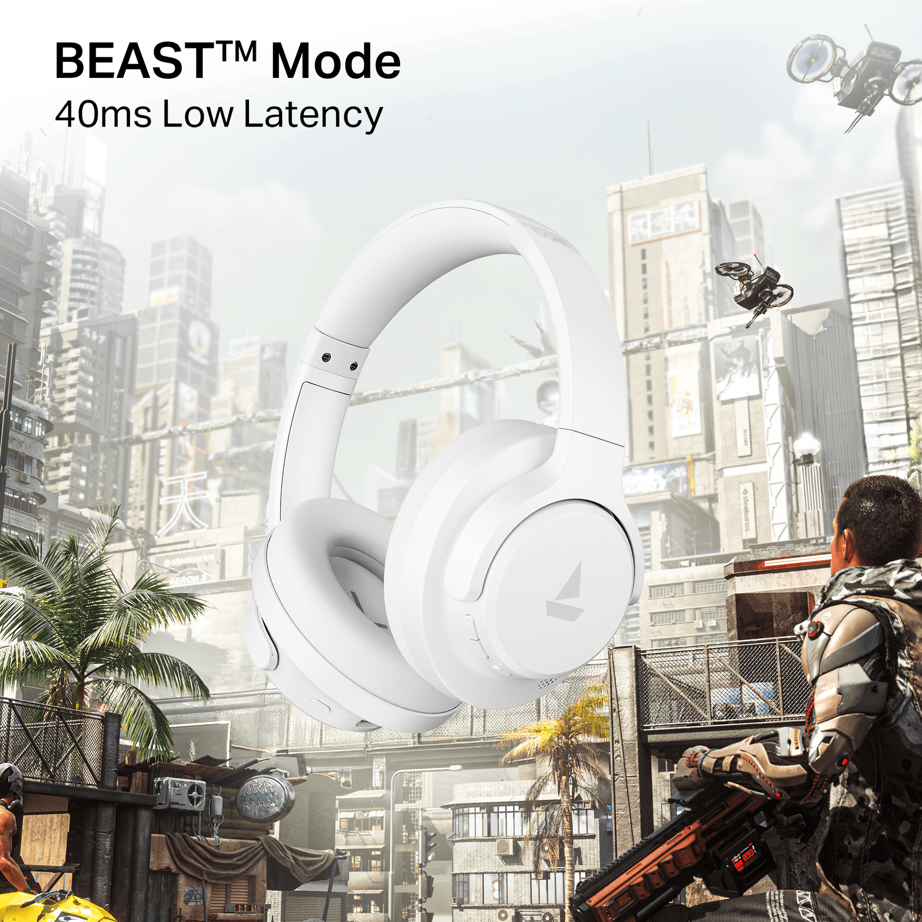 boAt Rockerz 512 ANC | Wireless Headphones with 40dB Hybrid ANC, 80H Playback & boAt Signature Sound