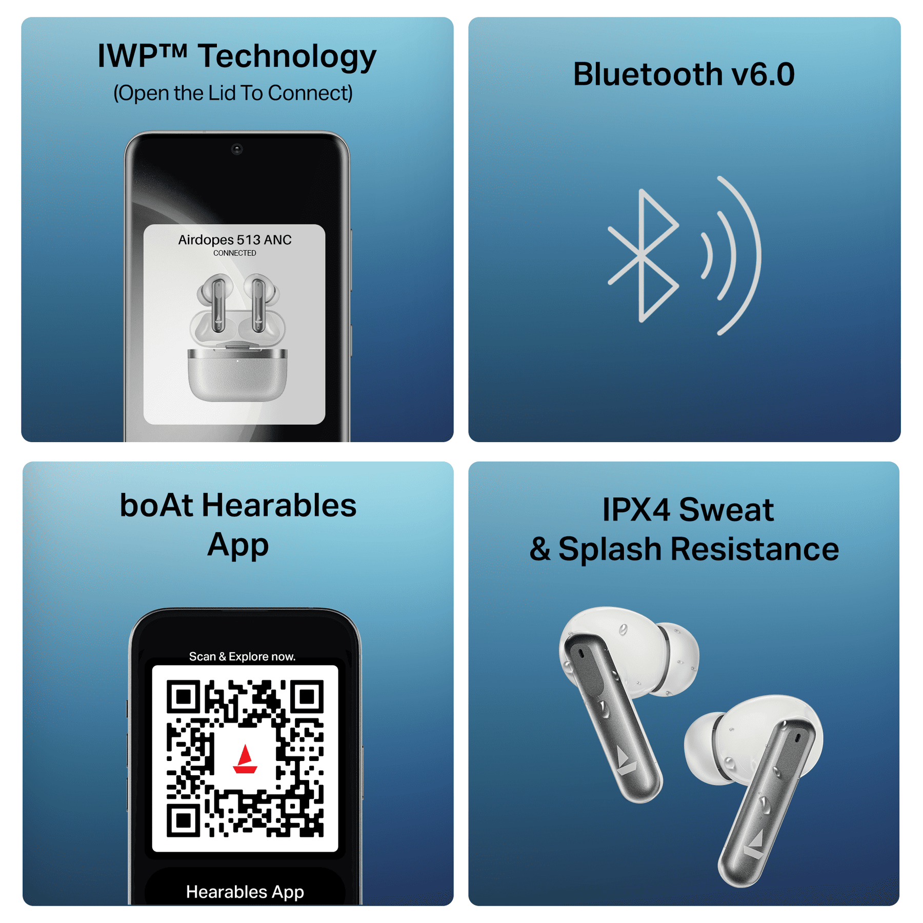 boAt Airdopes Prime 513 ANC | Wireless Earbuds with 65 Hours Playback, 32dB ANC, Quad Mics & Multipoint Connectivity