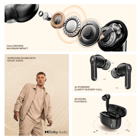 boAt Airdopes Prime Raga | Wireless Earbuds with 45H Playback, Dolby Audio & Quad Mics
