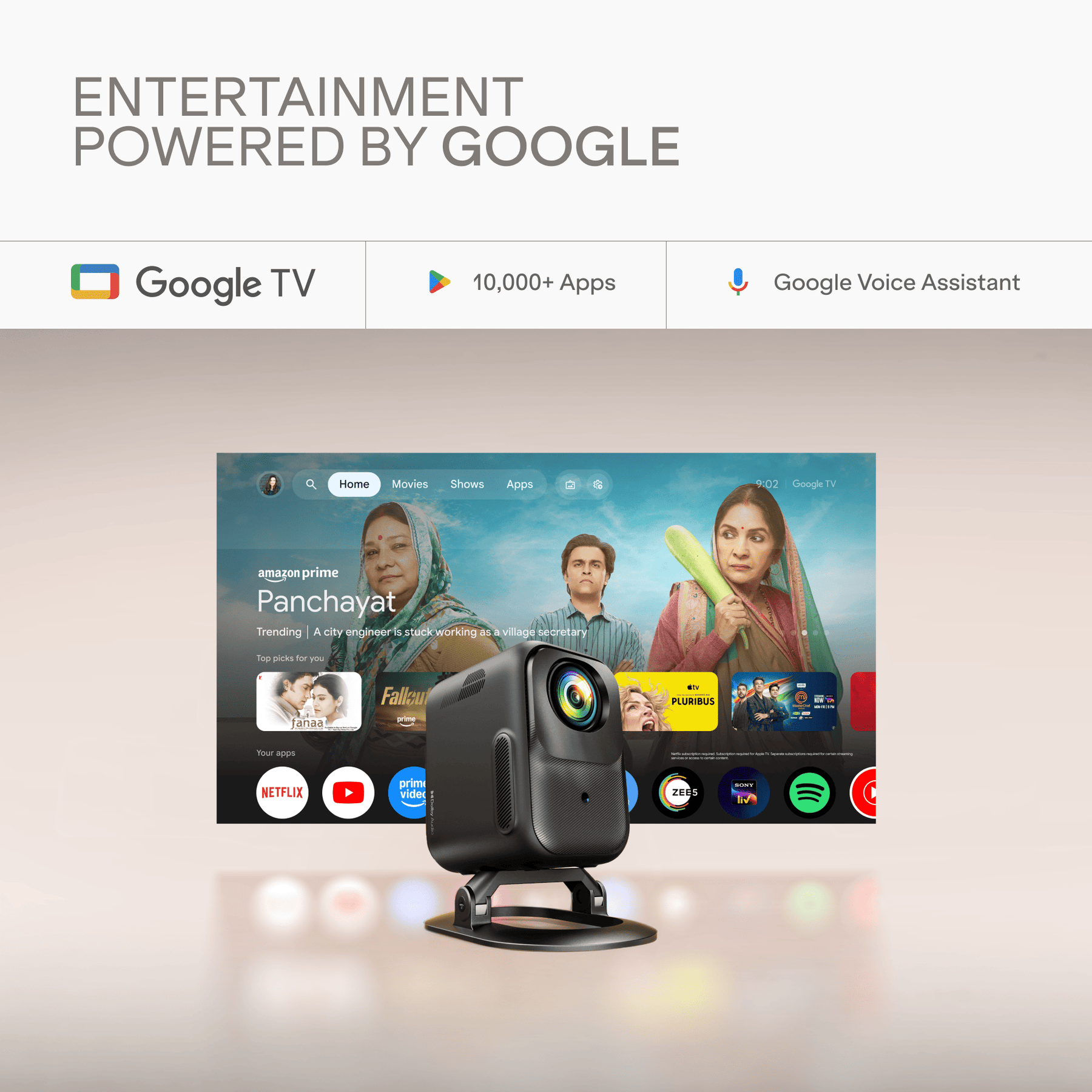 boAt Cinehead F1 | Full HD Smart Projector with Google TV & Up to 150” Big-Screen Viewing