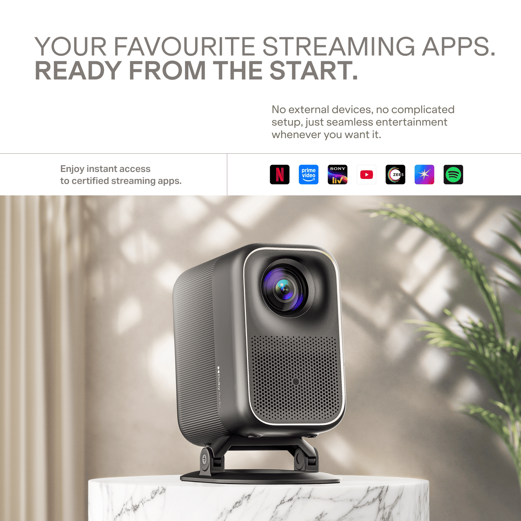 boAt Cinehead F1 Pro | Full HD Smart Projector with Google TV & Up to 150” Big-Screen Viewing