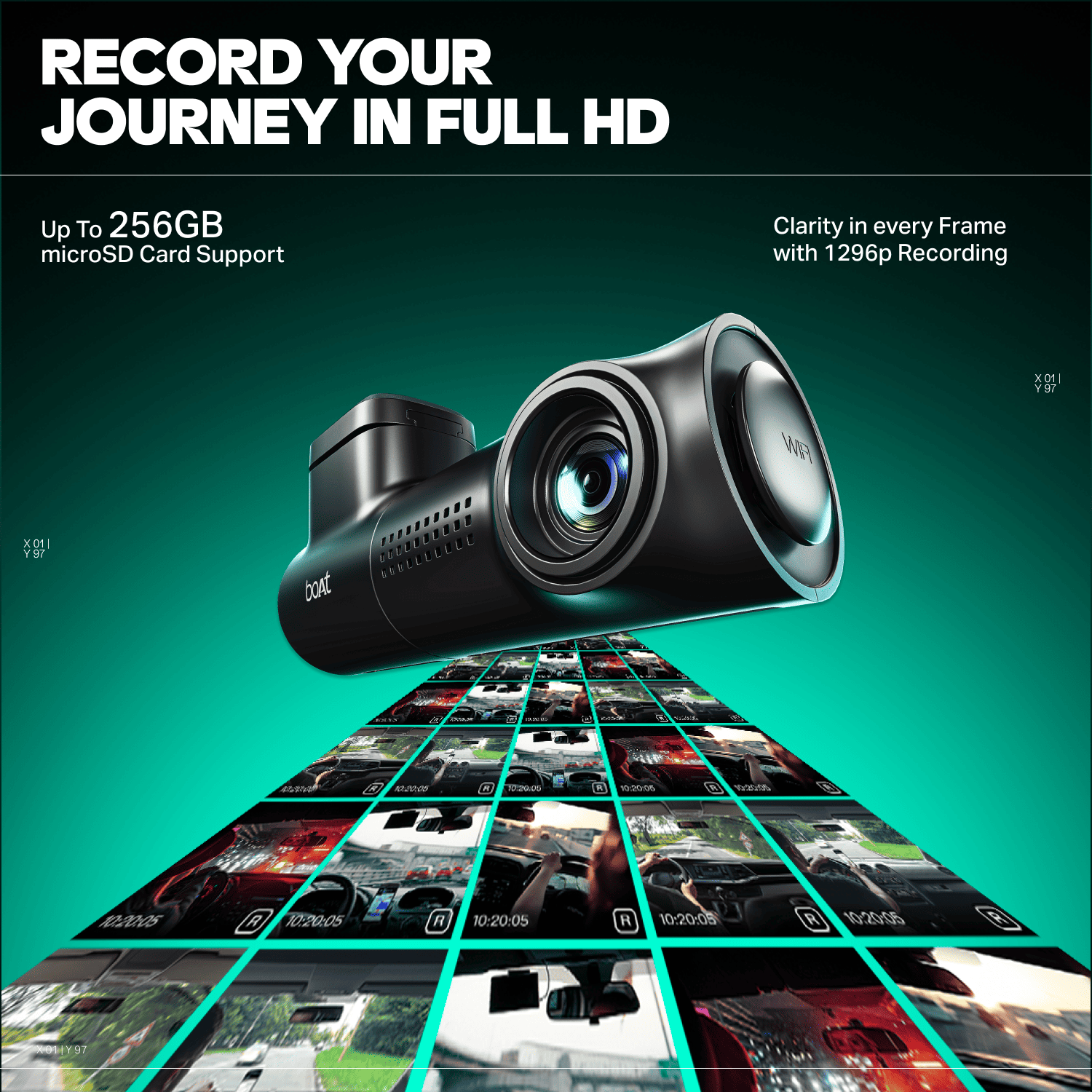 boAt HIVE Dashcam E1 | 1296P Full HD Dashcam with Wi-Fi, G-Sensor & Parking Mode