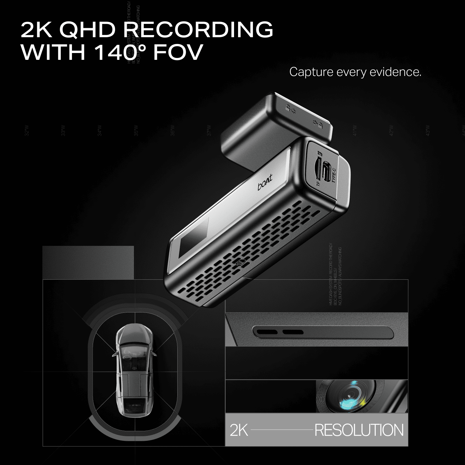 boAt HIVE Dashcam M1 | 2K QHD Dashcam with GPS, Voice Command & Wi-Fi