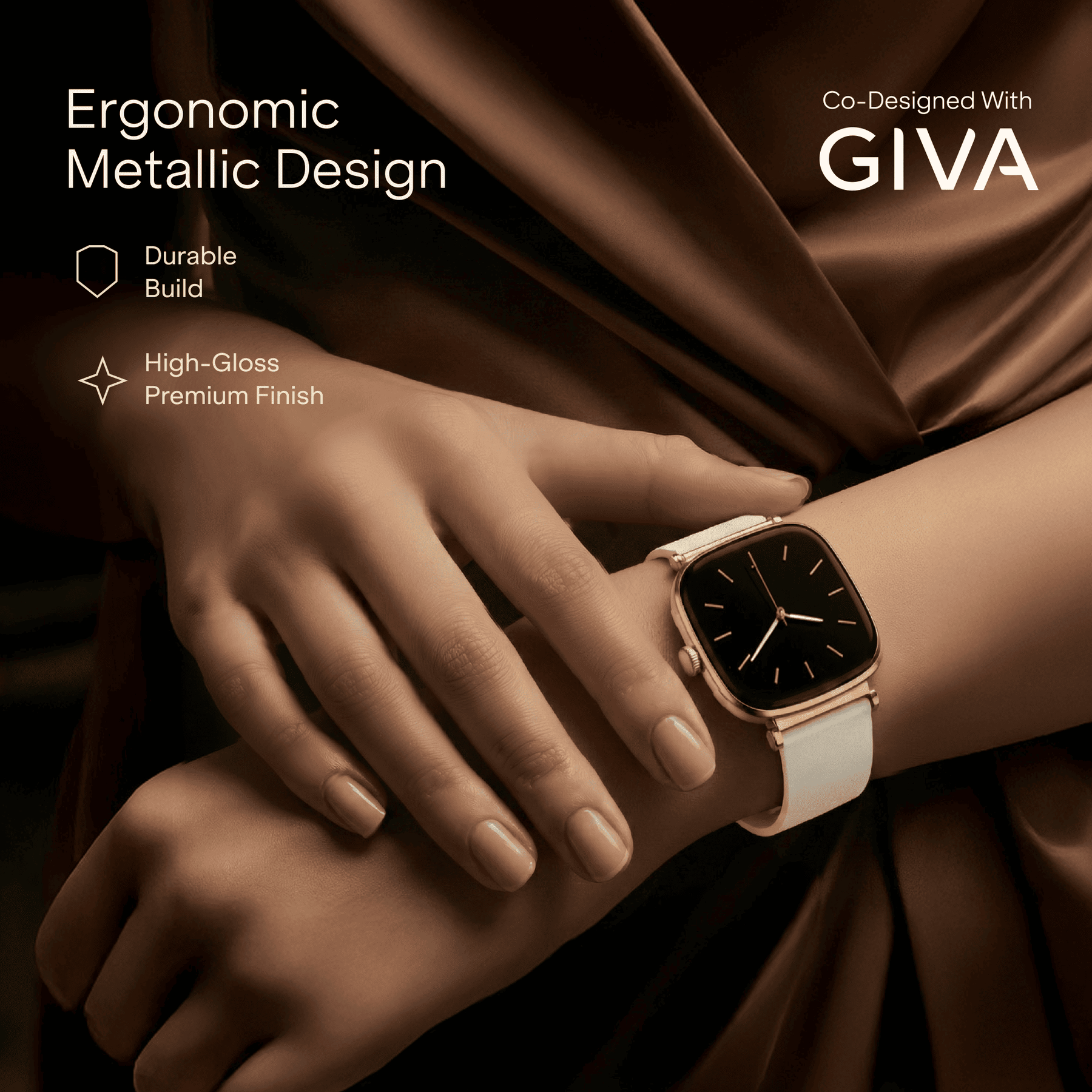 boAt Chrome Ivory | Smartwatch with 1.70" AMOLED Display, 1000 nits brightness & Female Wellness Tracking (Co-Designed with GIVA)