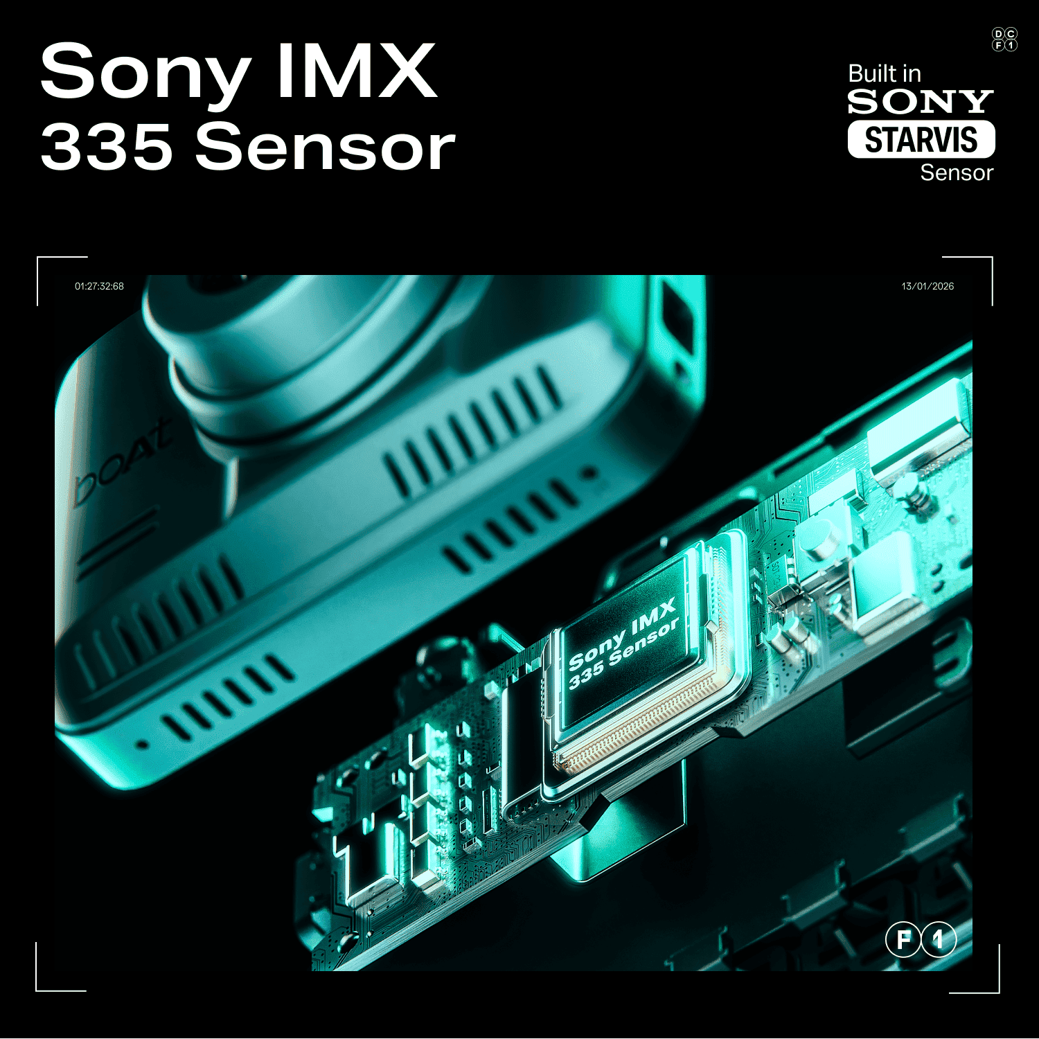 boAt HIVE Dashcam F1 | 4K Dual-Channel Dashcam with Sony STARVIS Sensor & ADAS