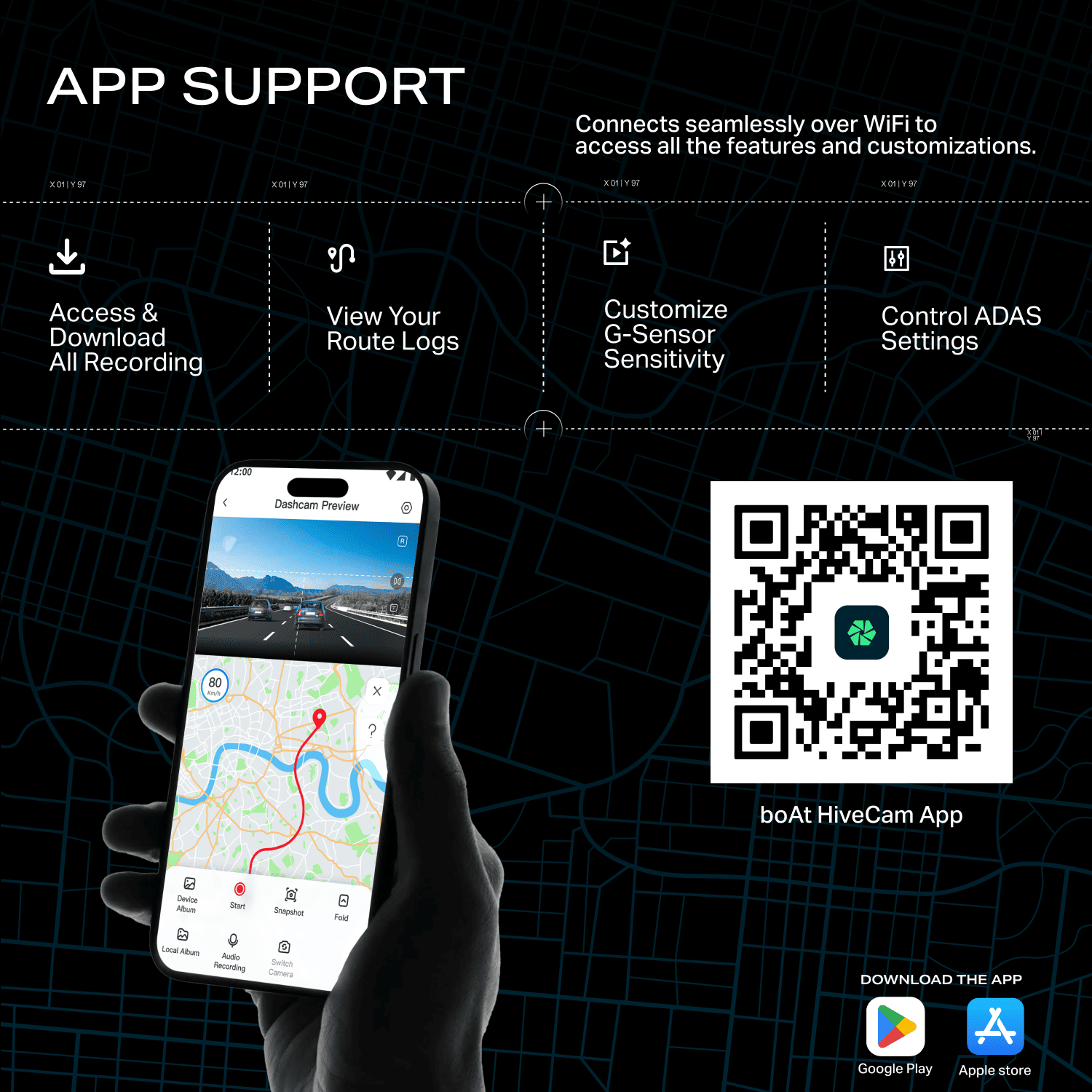 boAt HIVE Dashcam M1 | 2K QHD Dashcam with GPS, Voice Command & Wi-Fi