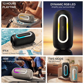 boAt Stone Nyx | 16W Bluetooth Speaker with TWS, RGB LED Lights & Up to 8H Playtime