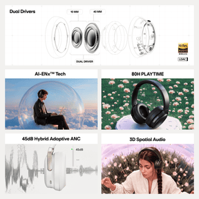Nirvana Eutopia 2 ANC | Wireless Headphones with 45dB Adaptive Hybrid ANC & 80 Hours Playback