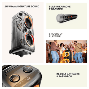 boAt PartyPal 600 Plus | Bluetooth Speaker with 240W Sound, RGB Lights, 6 Hours Playback, Karaoke & TWS