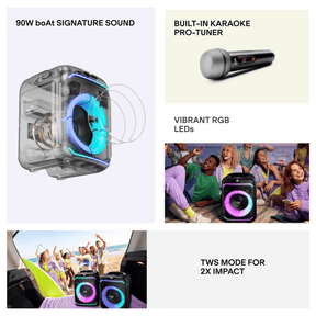 boAt PartyPal 230 | Bluetooth Speaker with 90W Sound, RGB Lights, 6 Hours Playback, Karaoke & TWS