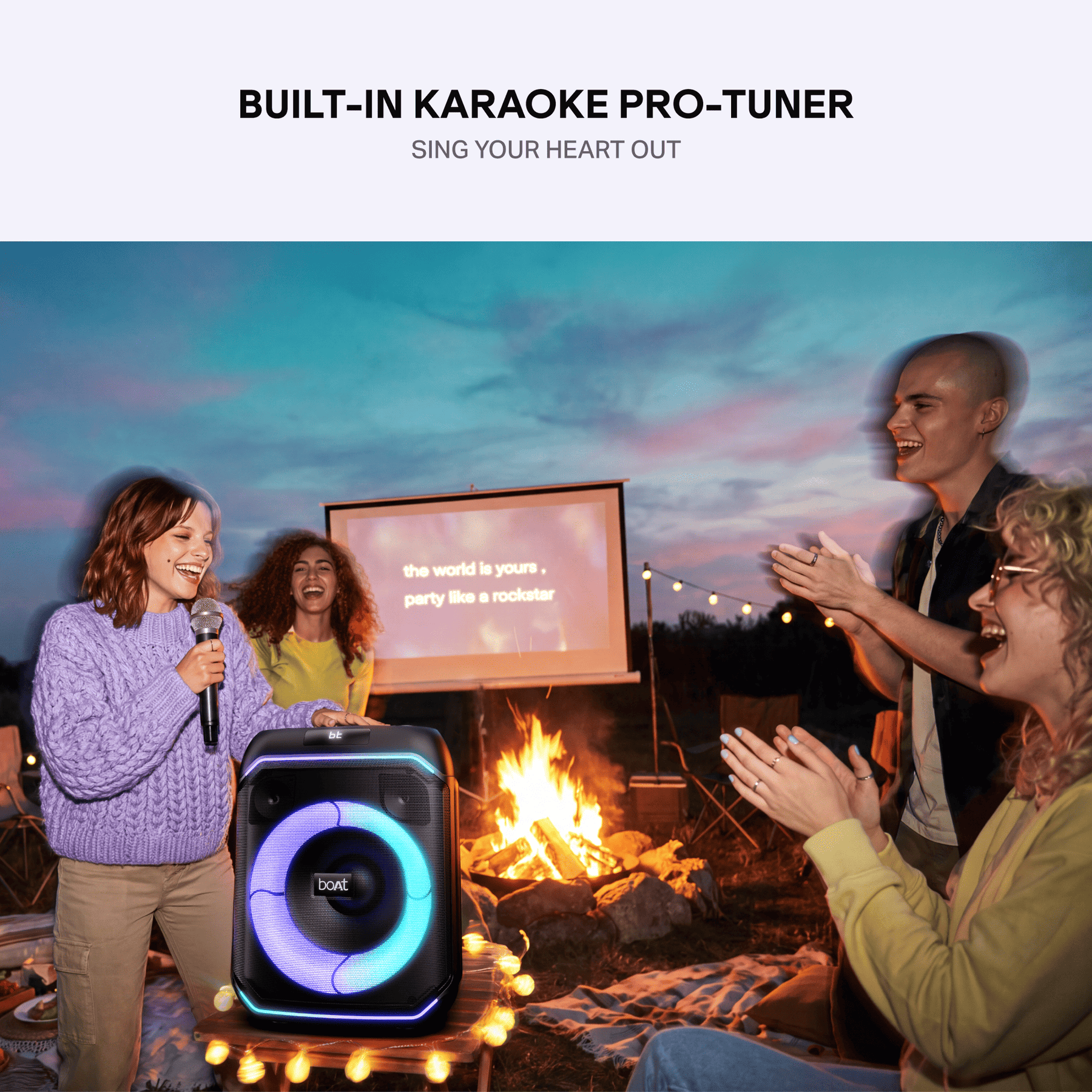boAt PartyPal 230 | Bluetooth Speaker with 90W Sound, RGB Lights, 6 Hours Playback, Karaoke & TWS