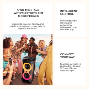 boAt PartyPal 650 | Bluetooth Speaker with 300W Sound, RGB Lights, Karaoke & TWS