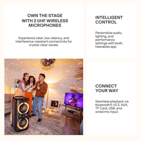 boAt PartyPal 600 Plus | Bluetooth Speaker with 240W Sound, RGB Lights, 6 Hours Playback, Karaoke & TWS