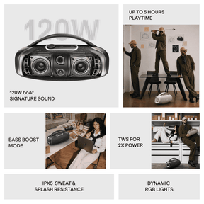 boAt Stone 1800 Plus | 120W Bluetooth Speaker with Bass Boost, RGB & TWS