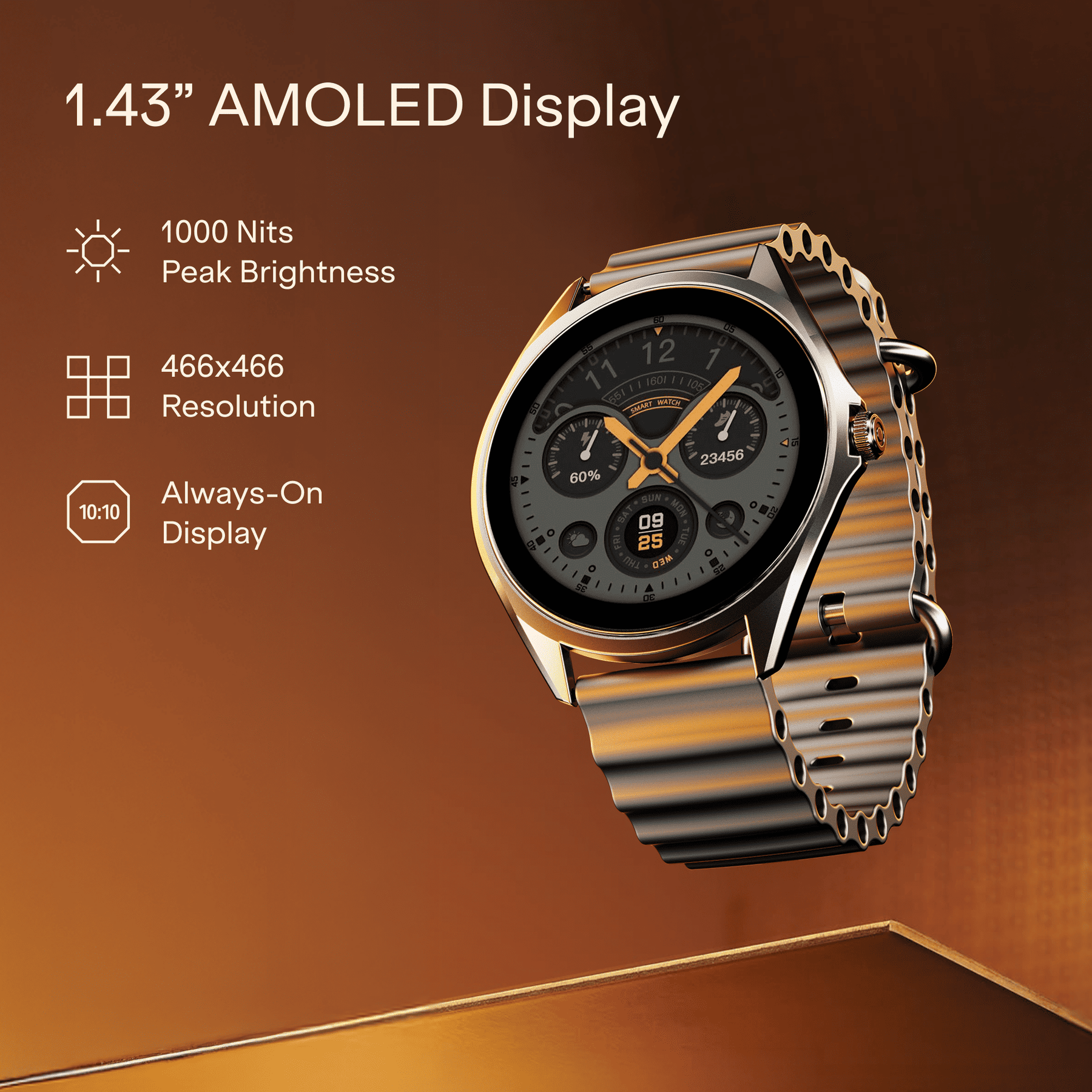 boAt Ultima Aeris | 1.43" AMOLED Smartwatch with 1000 Nits Brightness and Metal Design