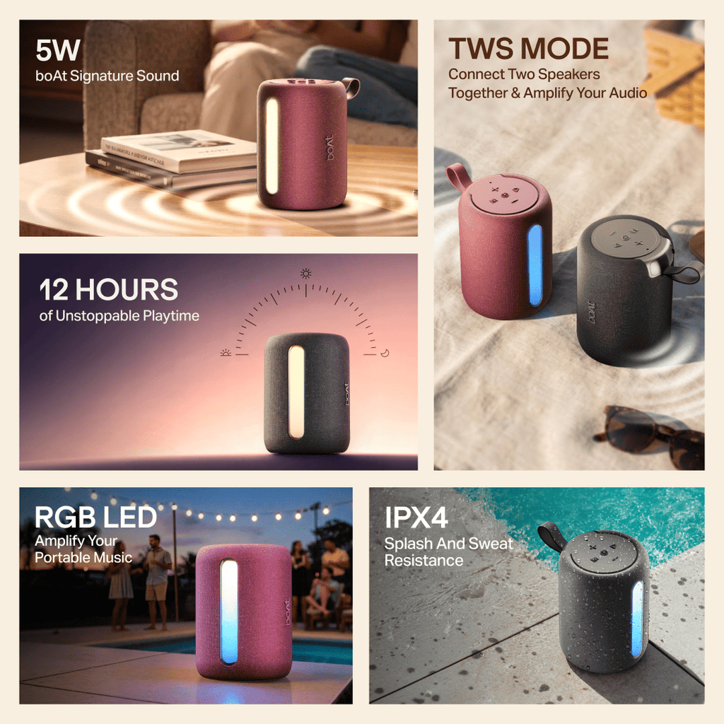 boAt Stone 120 Beige Bluetooth Speaker - Image 16
