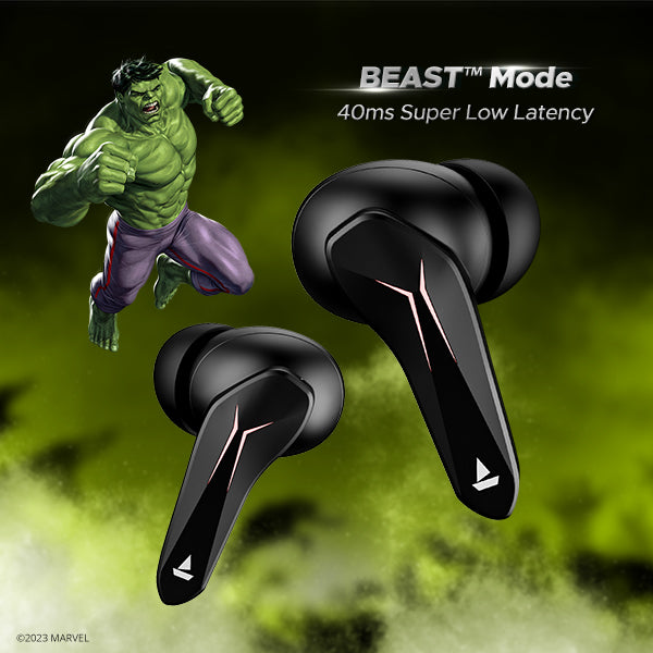 boAt Immortal 121 Hulk Edition | Bluetooth Gaming Wireless Earbuds with BEAST™️Mode, 40 Hours Playback, Blazing RGB Lights