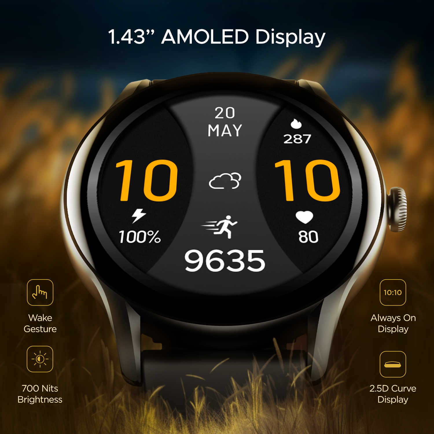 boAt Lunar Connect Ace - Buy 1.43" (3.63 cm) Round AMOLED Display  Smartwatch with BT Calling