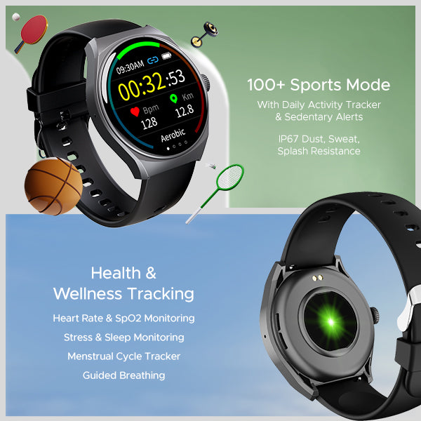 boAt Lunar Seek | Premium Smartwatch with Bluetooth Calling, Functional Crown, 100+ Sports Modes, IP67 rating