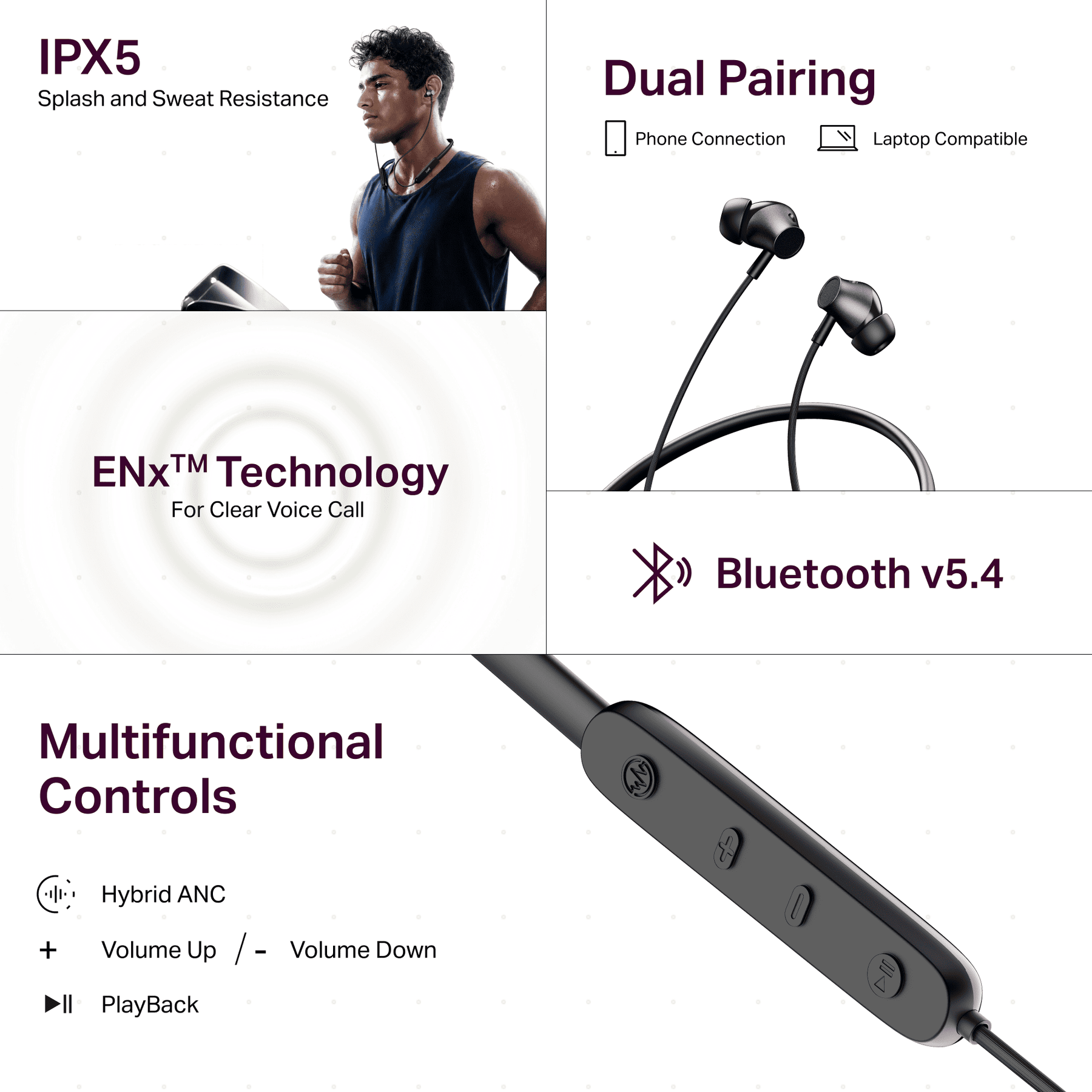 boAt Rockerz 351 ANC | Wireless Headphones with 60H Playback, 42dB ANC & 40ms BEAST™ Mode