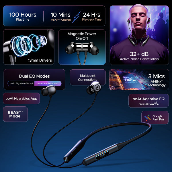 boAt Rockerz 255 ANC | Wireless Earphone with 100H Playback, ASAPâ„¢ Charge, BEASTâ„¢ï¸ Mode, Active Noise Cancellation