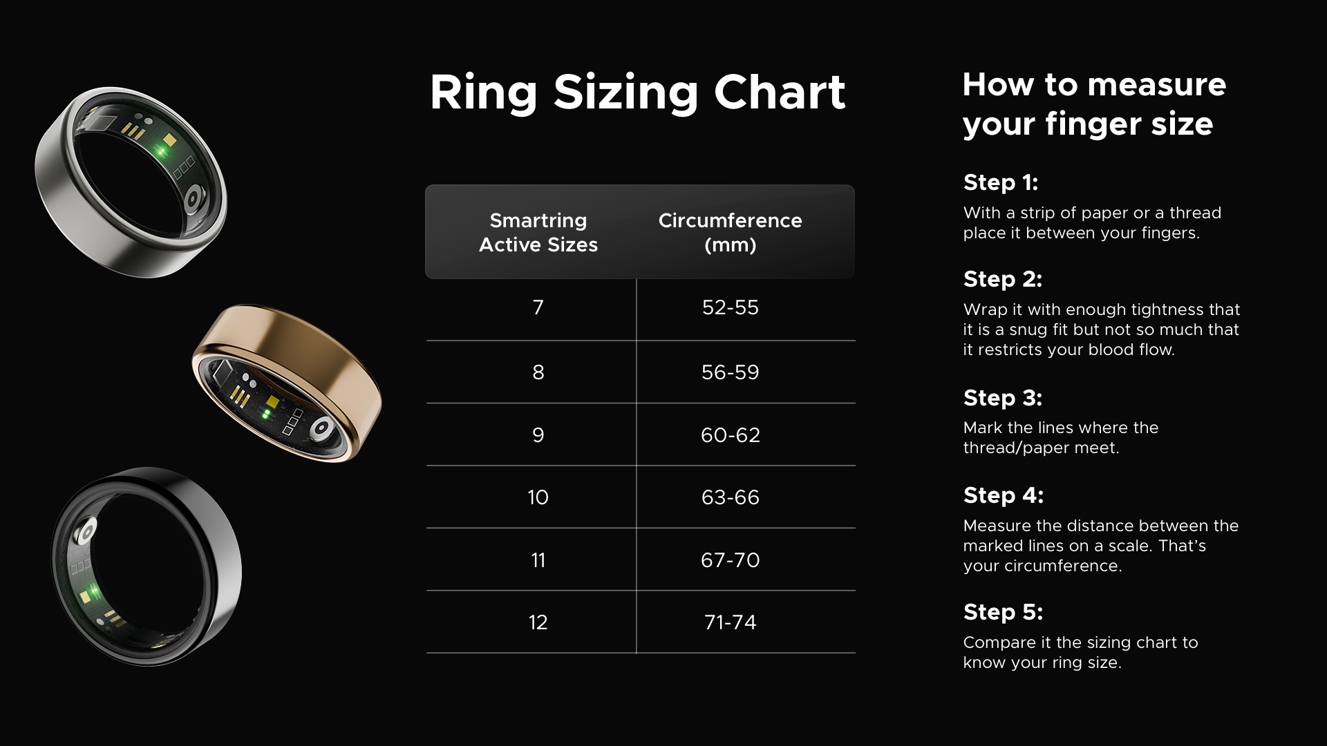 Smart Ring Active- Size Guide