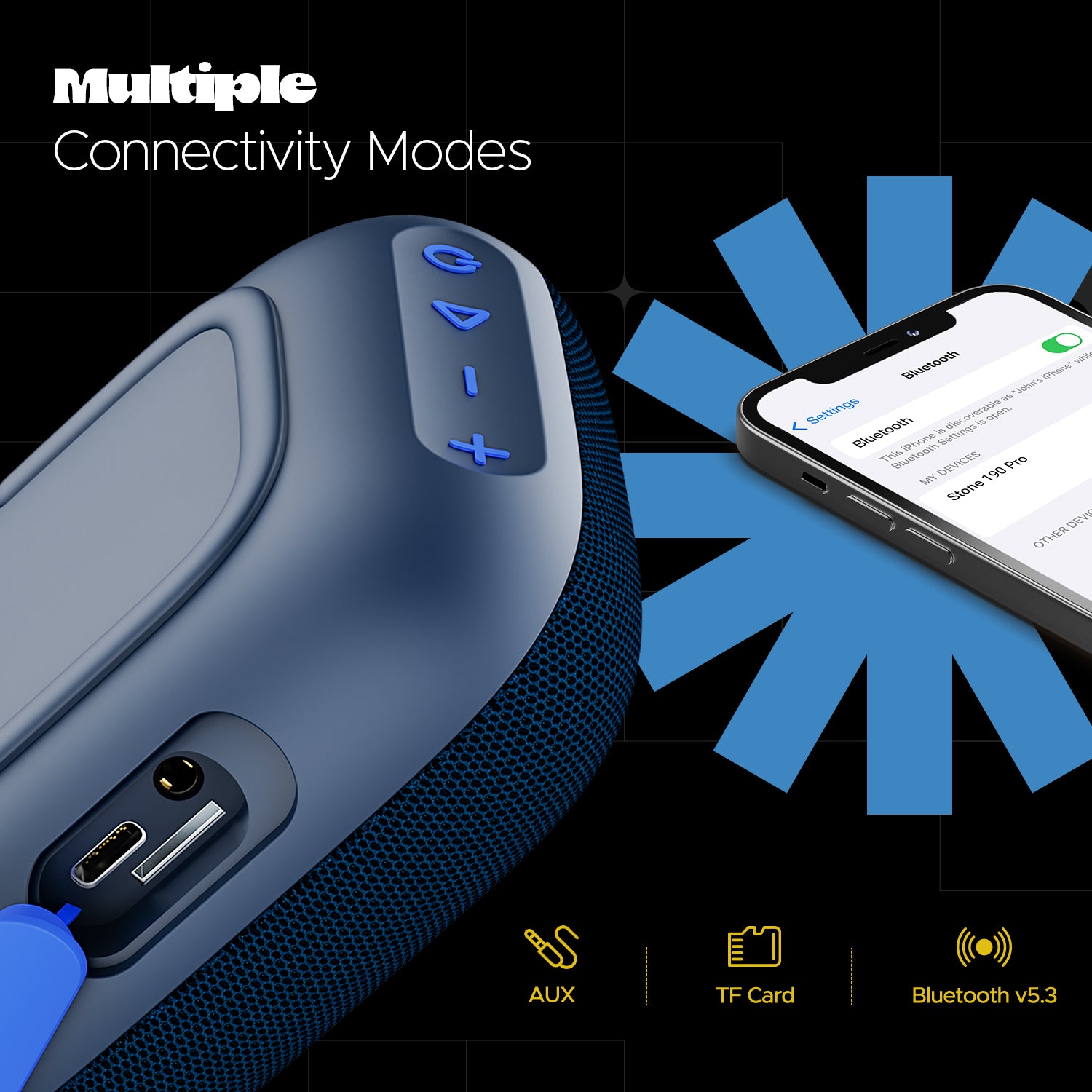 boAt Stone 190 Pro | Portable Bluetooth Speaker with 5W boAt Signature Sound, 12 Hours Playback, TWS Functionality