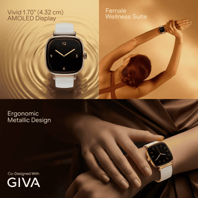 boAt Chrome Ivory | Smartwatch with 1.70" AMOLED Display, 1000 nits brightness & Female Wellness Tracking (Co-Designed with GIVA)