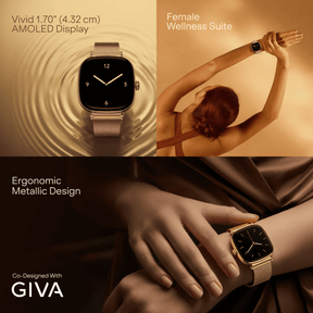 boAt Chrome Ivory | Smartwatch with 1.70" AMOLED Display, 1000 nits brightness & Female Wellness Tracking (Co-Designed with GIVA)