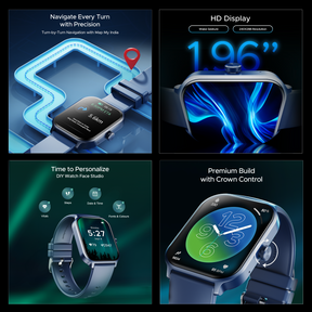 boAt Storm Call 3 Plus | Smartwatch with 1.96" HD Display, BT Calling, 700+ Activity Modes, SOS feature, Functional Crown