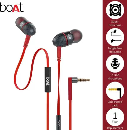 Bassheads 180 | Wired Earphones Featured with 10mm Driver, Passive Noise Cancellation, Thumping Bass, boAt Signature Sound
