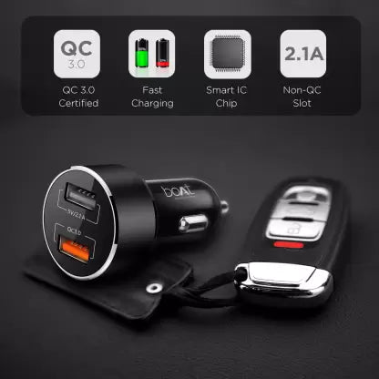 boAt Dual Rapid-Qc 3.0 Car Charger F Type C Black