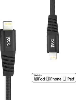 Para-Armour Lightning Cable MFI Certified 1.5M | Apple Certified Lightning Cable with 480mbps Data Transfer Speed, Metal Braided, Durable Connectors - boAt Lifestyle