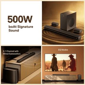 boAt Aavante Bar Prime B500 | 500W 5.1 Channel Soundbar with Wired Subwoofer & Rear Satellites