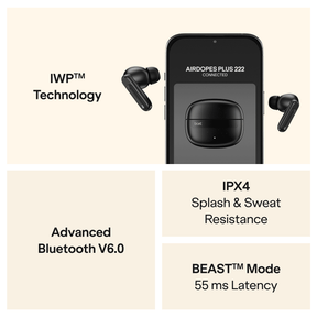boAt Airdopes Plus 222 | TWS Earbuds with 60 Hours Playback & Spatial Audio