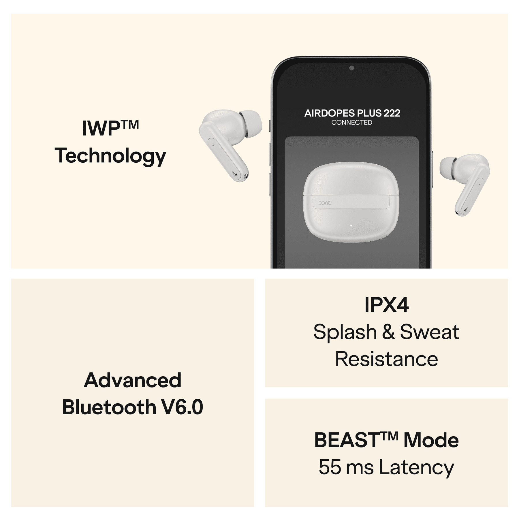 boAt Airdopes Plus 222 | TWS Earbuds with 60 Hours Playback & Spatial Audio