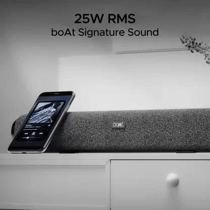 boAt Aavante Bar 590 | 25W RMS Stereo Sound Bluetooth Soundbar, Up to 6 HRS Long Playback, 2.0 Channel, Dual Passive Radiators, BT, AUX, and TF Card