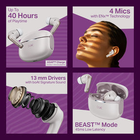 boAt Airdopes 219 | Wireless Earbuds with 40 Hours Playback, BEAST™ Mode & ENx™ Calling