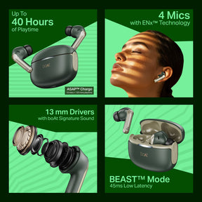 boAt Airdopes 219 | Wireless Earbuds with 40 Hours Playback, BEAST™ Mode & ENx™ Calling