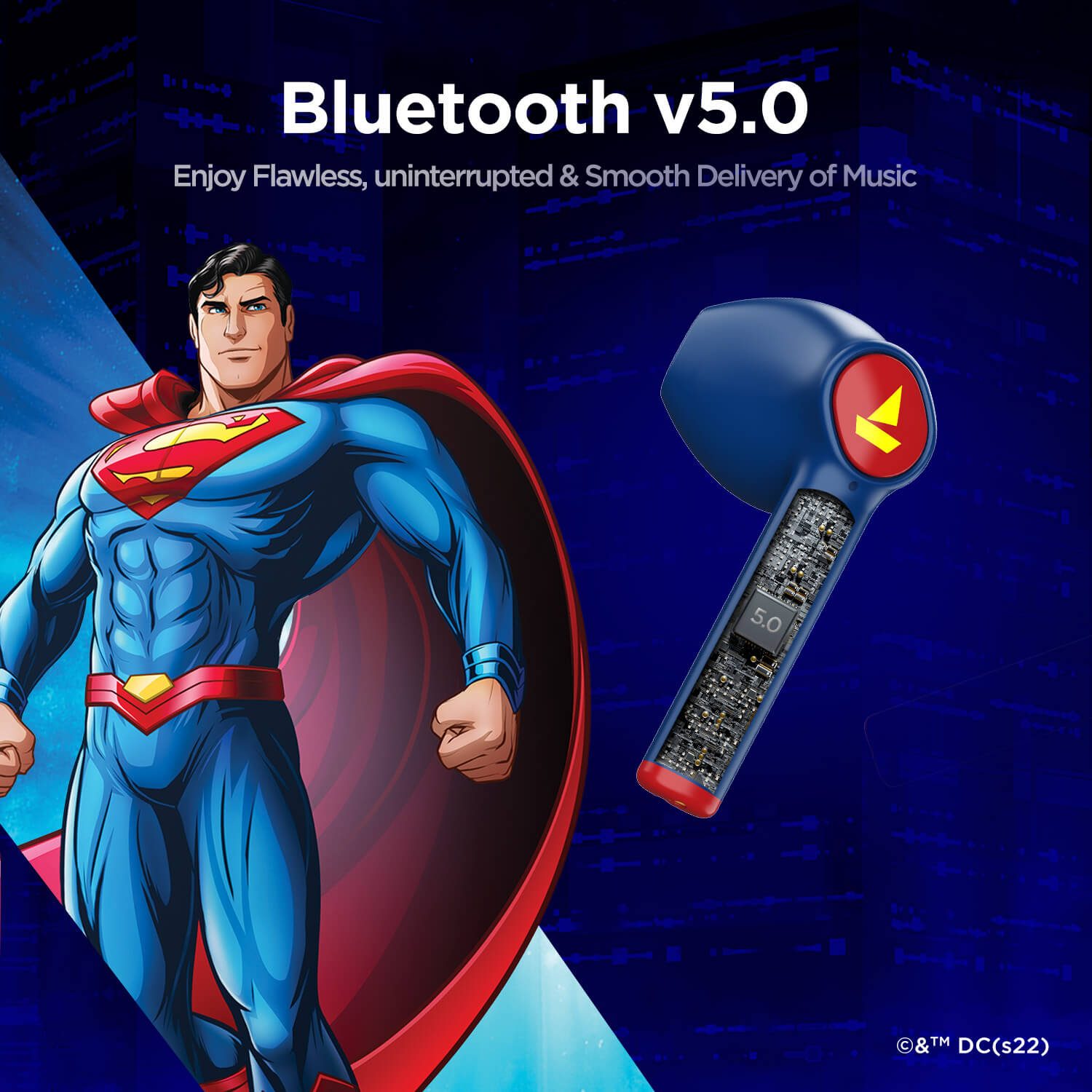 boAt Airdopes 131 | Wireless Earbuds Superman DC Edition Earbuds with 13 mm Drivers, Upto 12 hours Nonstop Music, 650mAh Pocket Friendly Charging Case