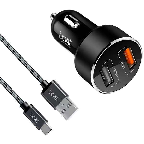 boAt Dual Rapid-Qc 3.0 Car Charger F Type C Black