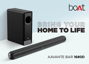 boAt Aavante Bar 1680D | 120W RMS Dolby Soundbar with Wired Subwoofer, 2.1 Channel, Bluetooth, USB, AUX, HDMI (ARC)