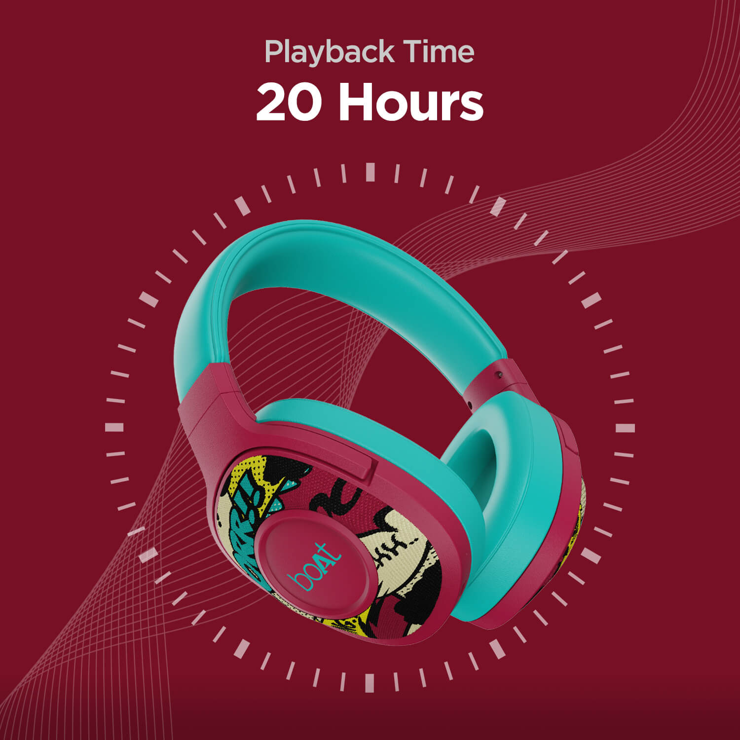 boAt Rockerz 550 | Over Ear Bluetooth Headphones with Upto 20H Playback, 50mm Dynamic Driver, 500mAh Battery