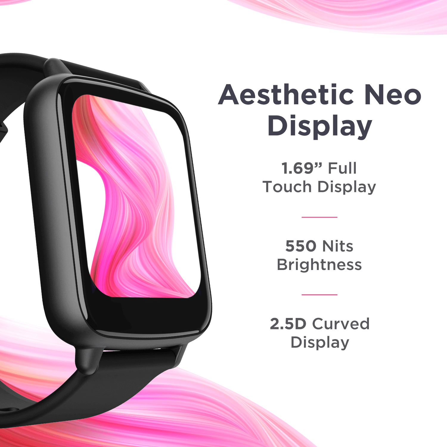 boAt Wave Neo | 1.69" (4.29cm) HD Display, Upto 7 Days Battery Life, IP68 Sweat & Water Resistant, 100+ Watch Faces