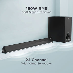 boAt Aavante Orion | Bluetooth Soundbar with 2.1 Channel, Wired Subwoofer, 160W RMS Sound, Bluetooth v5.3, AUX, USB, Optical
